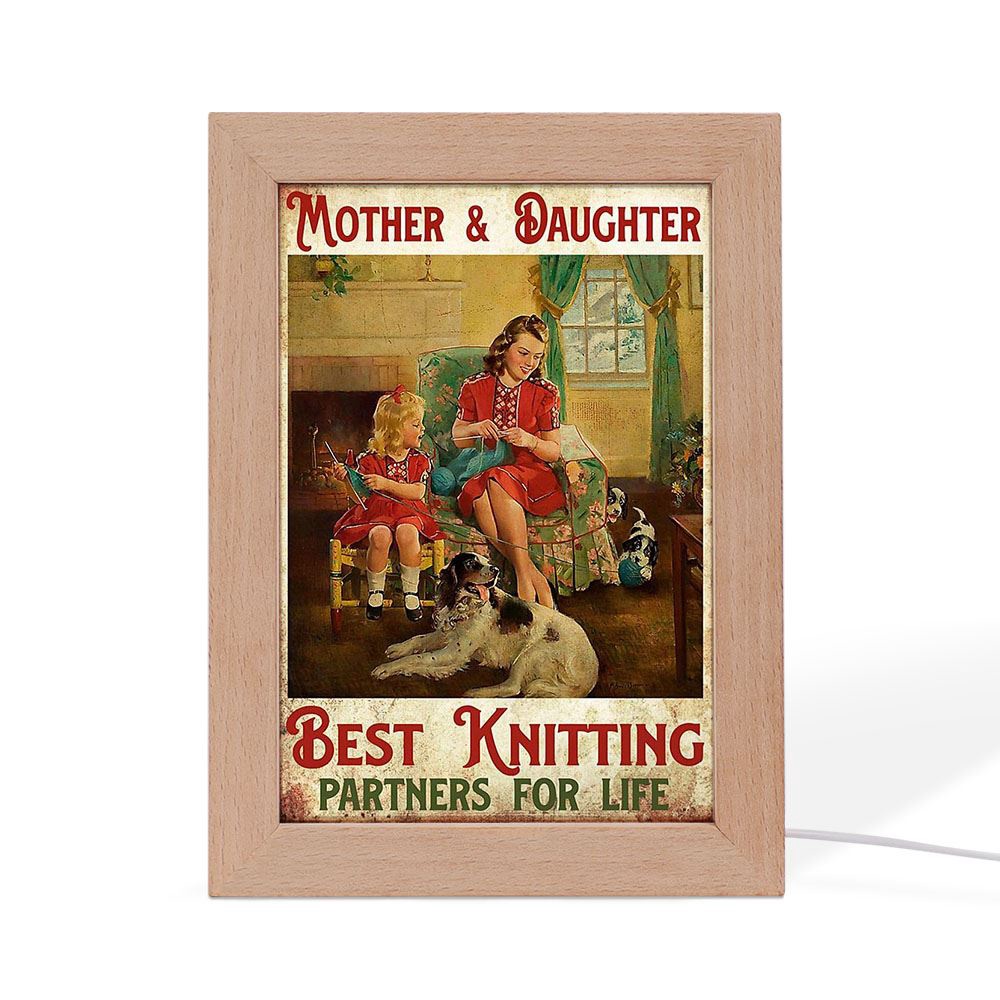 Vintage Mother And Daughter Best Knitting Partners Frame Lamp, Picture Frame Light, Frame Lamp, Mother’s Day Gifts