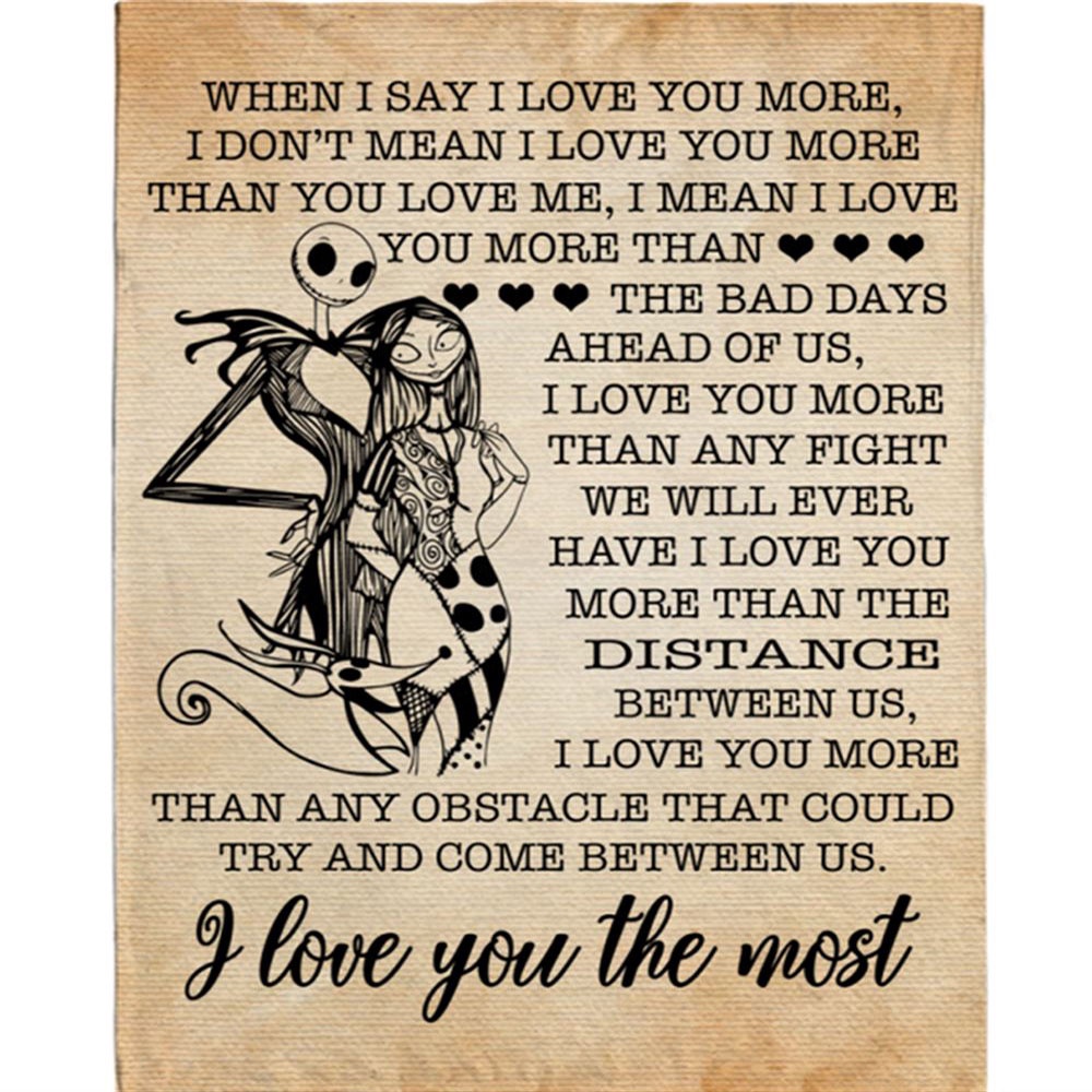 When I Say I Love You The Most Jack Blankets Skellington Valentine Day Gift From Wife Husband Plush Fleece Sally Blanket, Blankets For Mothers Day