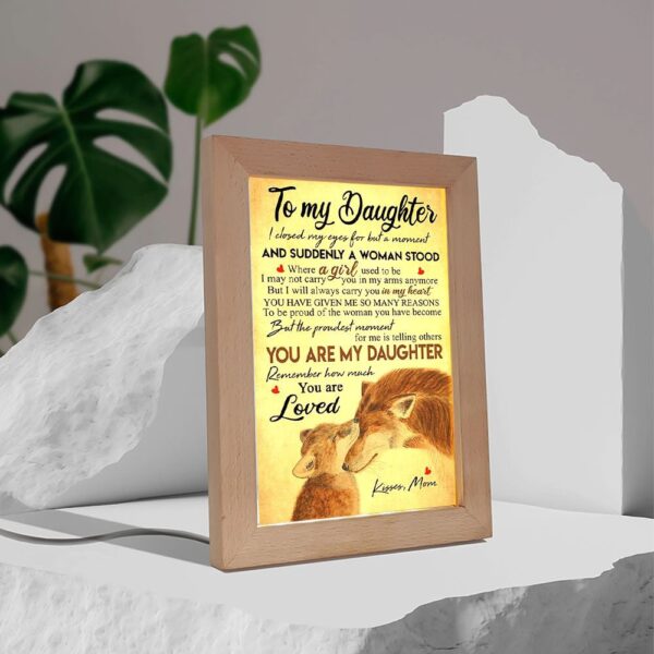 Wolf Mom To My Daughter I Closed My Eyes Frame Lamp, Picture Frame Light, Frame Lamp, Mother’s Day Gifts