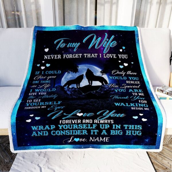 Wolf to My Wife Blanket from Husband Never Forget That I Love You, Mother Day Blanket, Personalized Blanket For Mom