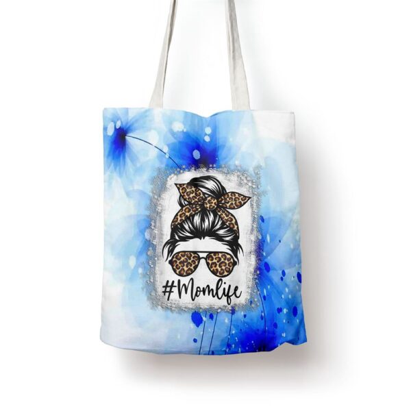 Women Mom Life Bleached Mom Life Leopard Messy Bun Tote Bag, Mom Tote Bag, Tote Bags For Moms, Gift Tote Bags