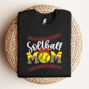 Womens Funny Softball Mom Mothers Day Leopard…