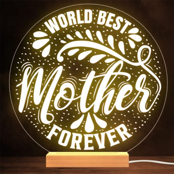 Worlds Best Mother Mother’s Day Round Gift Lamp Night Light, Mother’s Day Lamp, Mother’s Day Led Lights