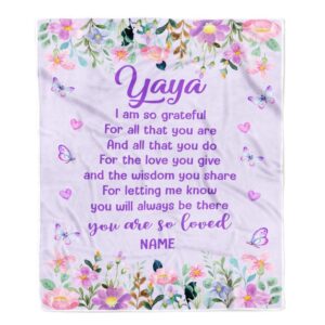 Yaya Blanket From Granddaughter Grandson Floral Butterfly…