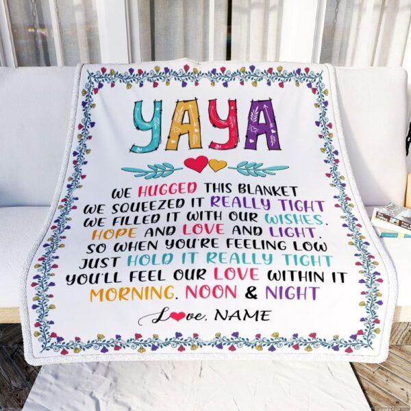 Yaya Blankets From Kids We Hugged This Blanket, Mother Day Blanket, Personalized Blanket For Mom