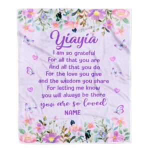 Yiayia Blanket From Granddaughter Grandson Floral Butterfly Love You Mother Day Blanket Personalized Blanket For Mom 1 bzrjxb.jpg
