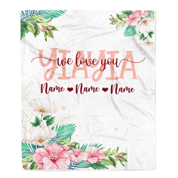 Yiayia Blanket From Grandkids Granddaughter Grandson We Love You, Mother Day Blanket, Personalized Blanket For Mom