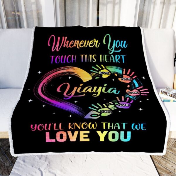 Yiayia Blankets From Grandkids Granddaughter Grandson We Love You, Mother Day Blanket, Personalized Blanket For Mom