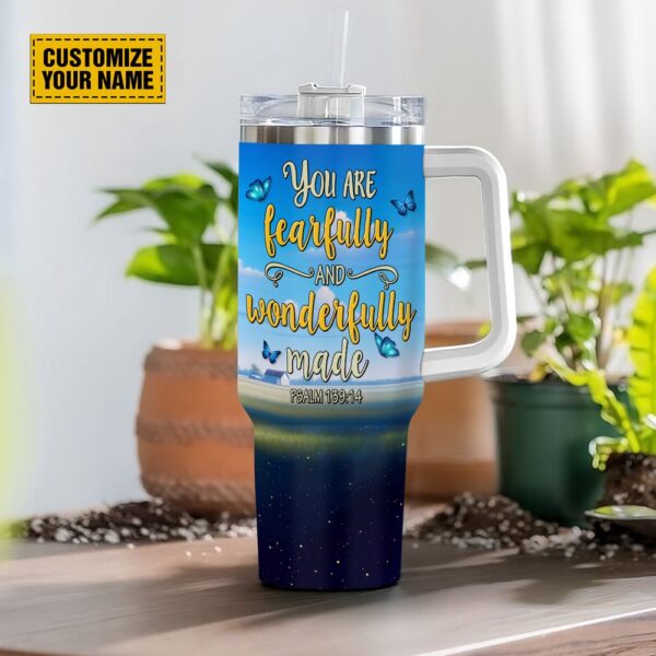 You Are Fearfully And Wonderfully Made Psalm 13914 Stanley Tumbler 40oz, Christian Tumbler, Christian Tumbler Cups