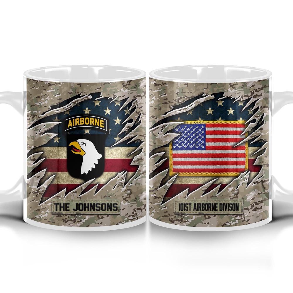 101st Airborne Division Camo Mug Proudly Served Duty Honor Country Mug, Veteran Coffee Mugs, Military Mug