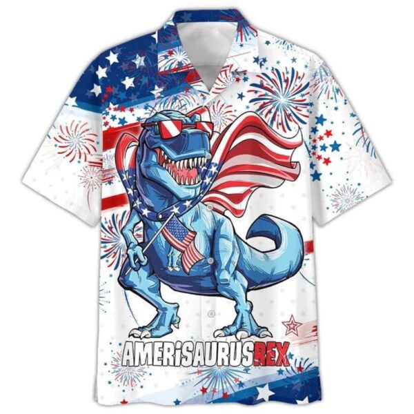 3D All Over Printed Amerisaurusrex Hawaii Beach Shirt, 4th Of July Hawaiian Shirt, 4th Of July Shirt