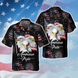 3D Full Printed Eagle American Pride Hawaiian Shirt For 4Th Of July, 4th Of July Hawaiian Shirt, 4th Of July Shirt