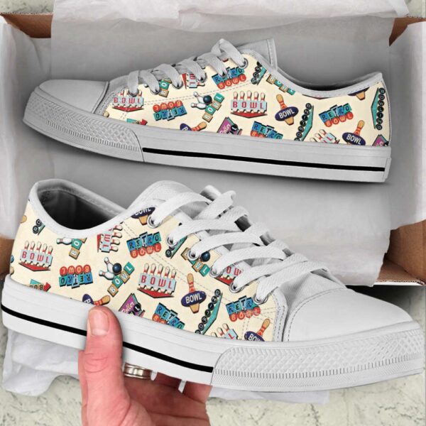 3D Low Top Bowling Pattern Canvas Print Shoes, Low Top Sneakers, Bowling Footwear