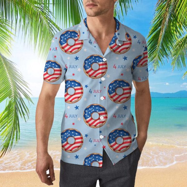 4Th Of July Blue And Red Donuts Trendy Hawaiian Shirt, 4th Of July Hawaiian Shirt, 4th Of July Shirt