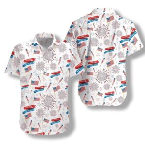 4Th Of July Hawaii Shirt Flag On White Watercolor Hawaiian Shirt, 4th Of July Hawaiian Shirt, 4th Of July Shirt