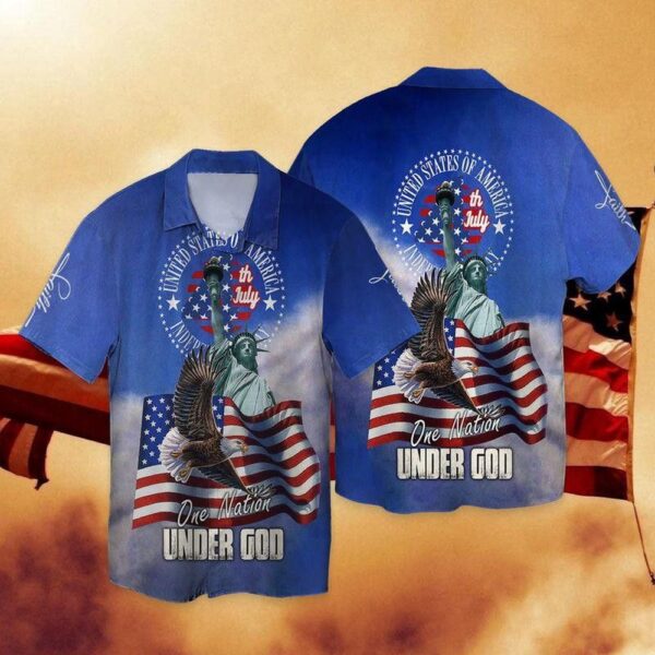 4Th Of July Independence Day One Nation Under God Hawaiian Shirt, 4th Of July Hawaiian Shirt, 4th Of July Shirt