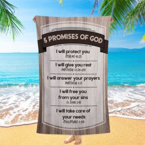 5 Promises Of God Beach Towel, Christian…