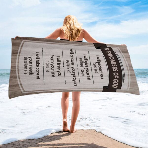 5 Promises Of God Beach Towel, Christian Beach Towel, Summer Towels