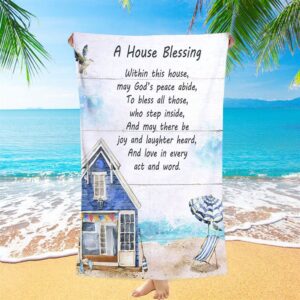A House Blessing Beach Towel, God Bless This House Beach Towel Decor, Christian Beach Towel, Summer Towels