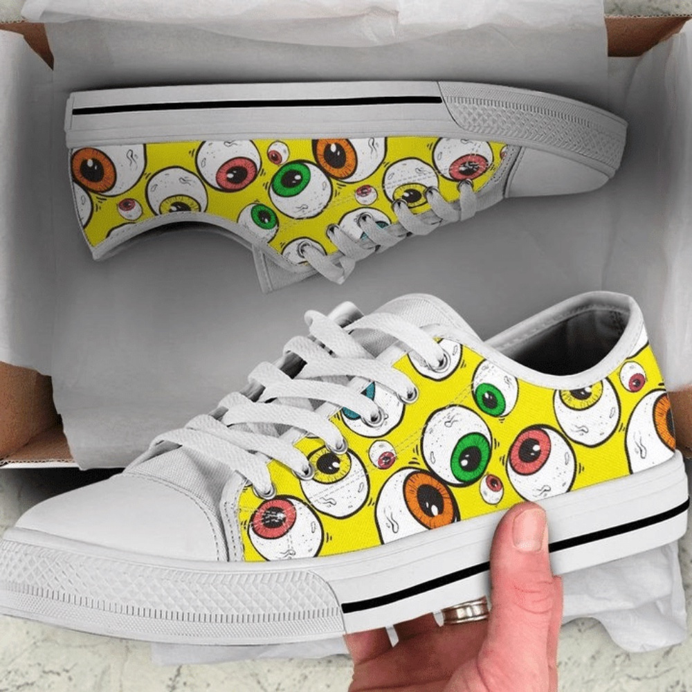 Abstract Eyes Pattern Low Top ShoesUnisex Men And Women Low Top, Low Top Designer Shoes, Low Top Sneakers