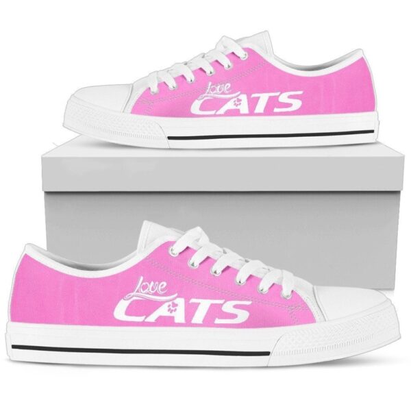 Adorable Love Cats Pink Low Top Shoe for Women, Low Top Sneakers, Low Top Designer Shoes