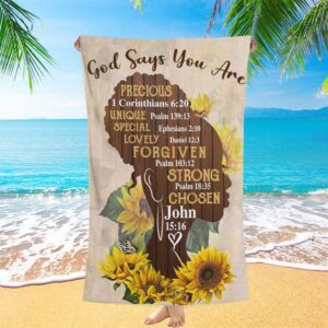 African American God Says You Are Sunflower Beach Towel Christian Beach Towel Summer Towels 2 w9sops.jpg