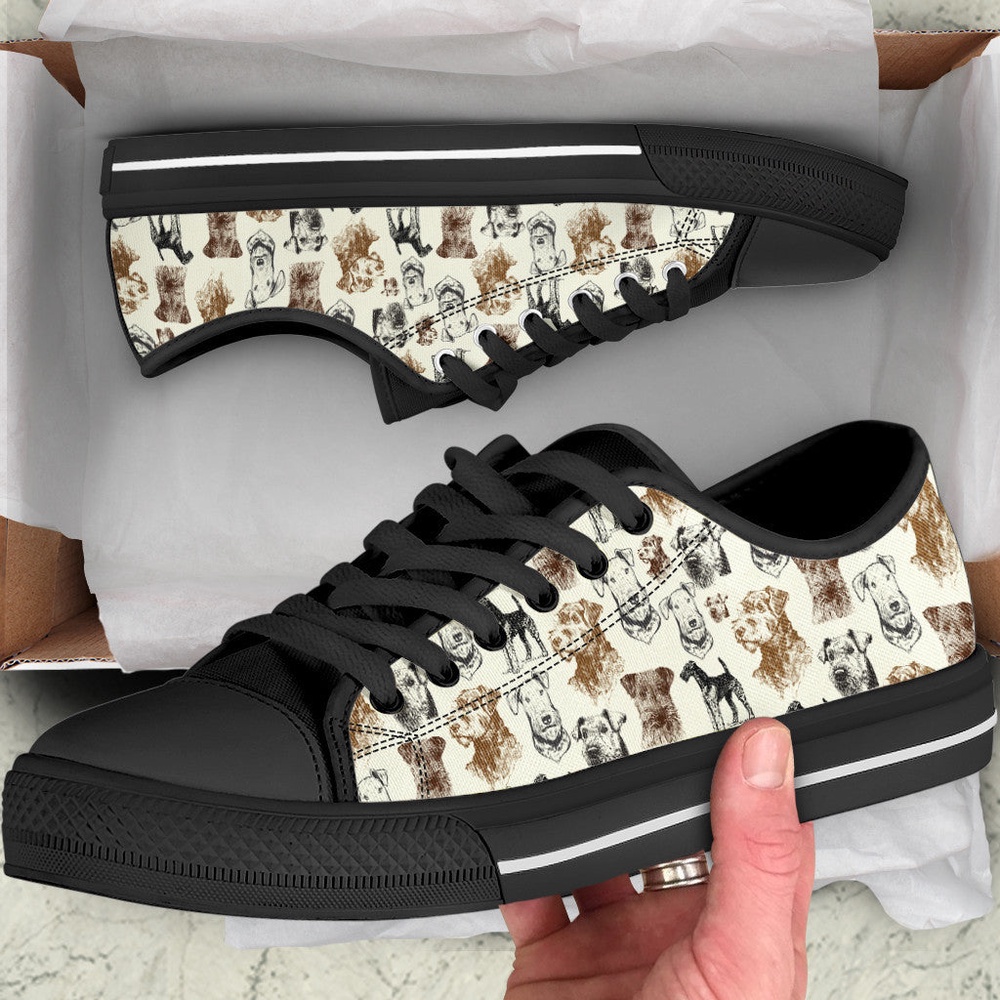 Airedale Terrier Low Top Shoes, Sneaker For Dog Walking, Designer Low Top Shoes, Low Top Sneakers