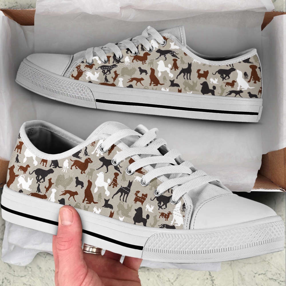 All Dog Lover Pattern SK Low Top Shoes Canvas Sneakers Casual Shoes, Designer Low Top Shoes, Low Top Sneakers