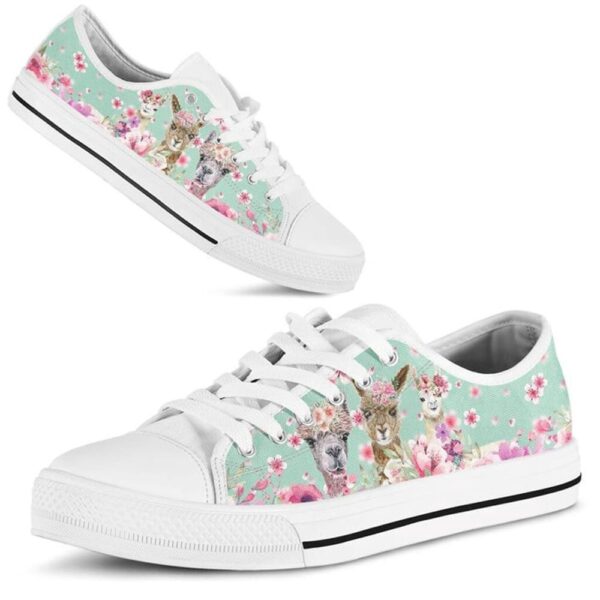 Alpaca Flower Watercolor Low Top Shoes, Low Tops, Low Top Sneakers