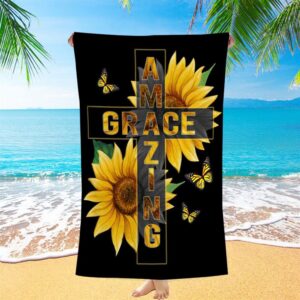 Amazing Grace Sunflower Beach Towel Christian Beach Towel Summer Towels 2 euywic.jpg