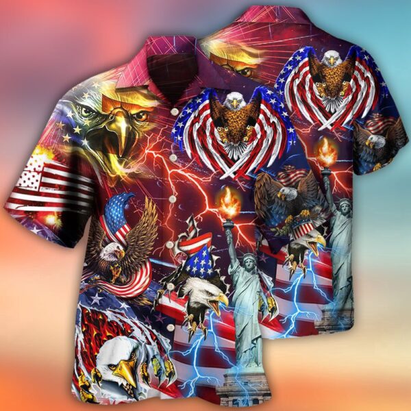 America Independence Day Eagle Lighting Hawaiian Shirt, 4th Of July Hawaiian Shirt, 4th Of July Shirt