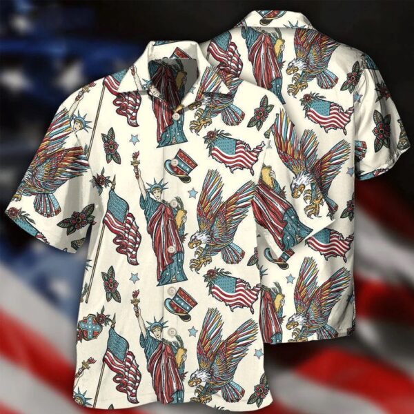 America Symbols Basic Style Hawaiian Shirt Shirt, 4th Of July Hawaiian Shirt, 4th Of July Shirt