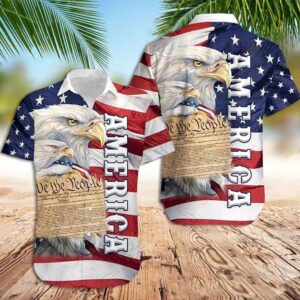 American Eagle Hawaiian Shirt Best America Independence…