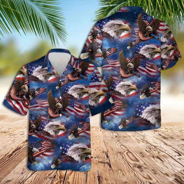 American Eagle Hawaiian Shirt, Best Patriotic Hawaiian Fourth Of July Shirt, 4th Of July Hawaiian Shirt, 4th Of July Shirt