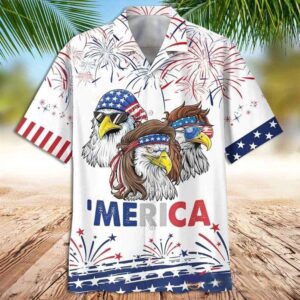 American Eagle Hawaiian Shirt Merican Eagle Happy…