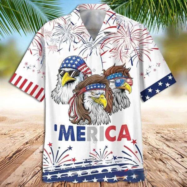 American Eagle Hawaiian Shirt Merican Eagle Happy Independence Day, 4th Of July Hawaiian Shirt, 4th Of July Shirt