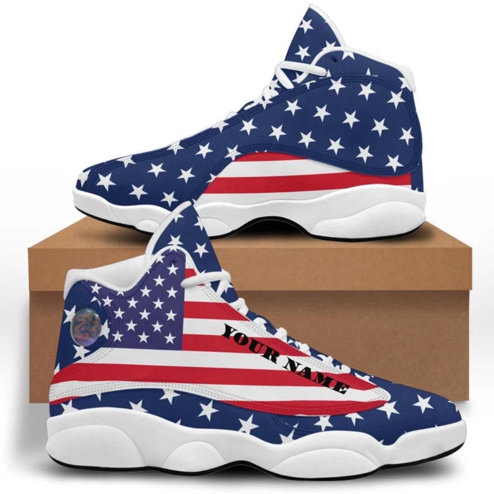 American Flag Simple Flag Shoes Personalized Custom  Basketball Shoes, Basketball Shoes, Basketball Shoes 2024