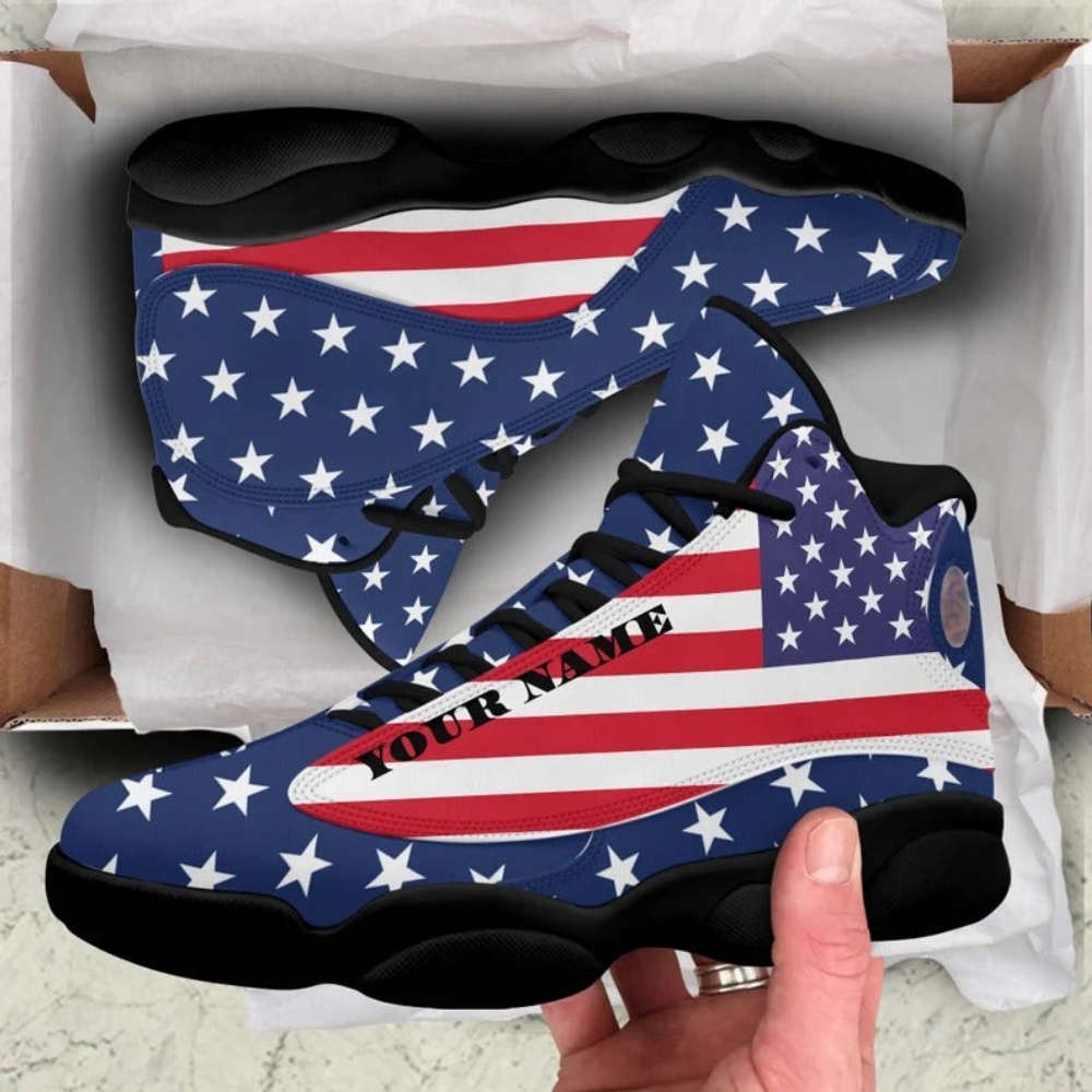 American Flag Simple Flag Shoes Personalized Custom  Basketball Shoes, Basketball Shoes, Basketball Shoes 2024