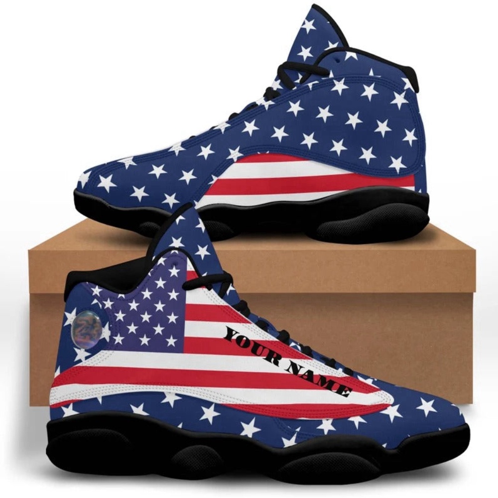 American Flag Simple Flag Shoes Personalized Custom  Basketball Shoes, Basketball Shoes, Basketball Shoes 2024