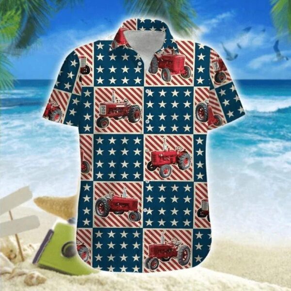 American Tractor 4Th Of July Hawaiian Shirt For Summer, 4th Of July Hawaiian Shirt, 4th Of July Shirt