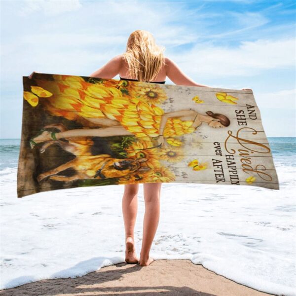 And She Lived Happily Ever After Beautiful Girl German Shepherd Beach Towel, Christian Beach Towel, Summer Towels