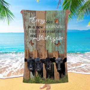 Angus Cow Everyday Is A New Beginning Beach Towel Christian Beach Towel Summer Towels 2 rsa4a8.jpg