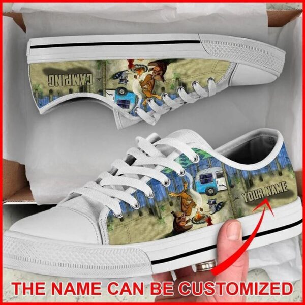Animal Camping Personalized Canvas Low Top Shoes, Low Tops, Low Top Sneakers