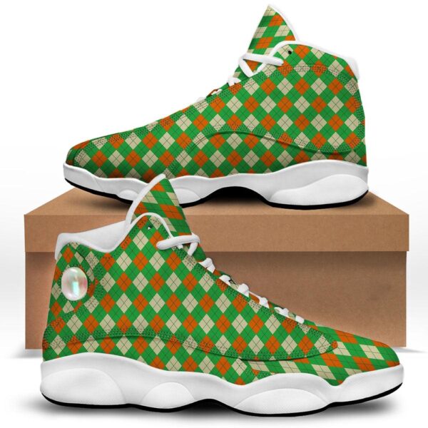 Argyle Saint Patrick’s Day Print Pattern White Basketball Shoes, Basketball Shoes, Best Basketball Shoes 2024