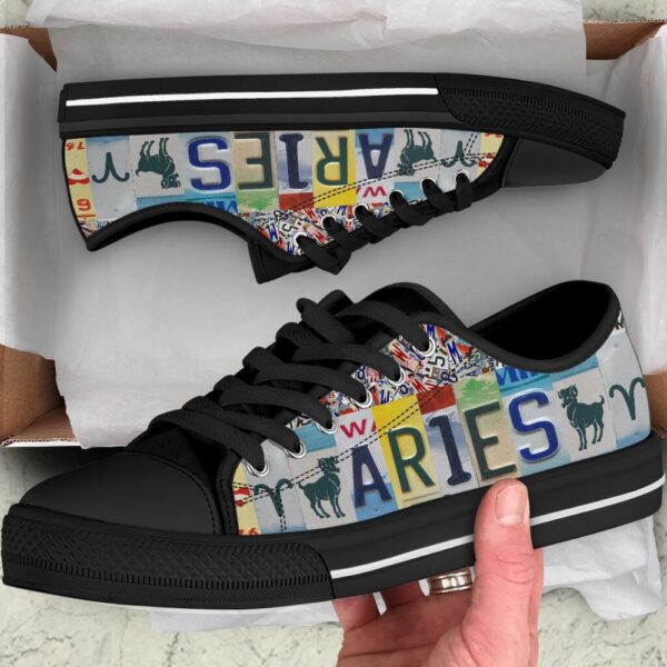 Aries License Plates Low Top Shoes, Low Top Designer Shoes, Low Top Sneakers