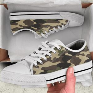 Army Green Camo Camouflage Low Top Shoes,…