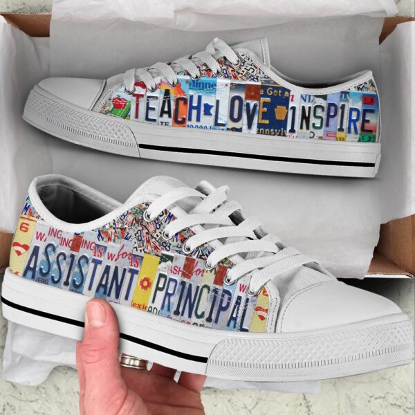 Assistant Principal Inspire License Plates Low Top Shoes, Low Top Designer Shoes, Low Top Sneakers
