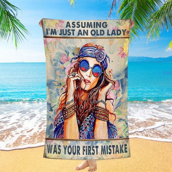 Assuming I’m Just An Old Lady Beach Towel, Hippie Bohemian Beach Towel, Boho Beach Towel, Christian Beach Towel