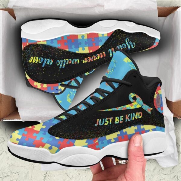 Autism Just Be Kind You Will Never Walk Alone Basketball Shoes, Autism Awareness Basketball Shoes, Basketball Shoes 2024