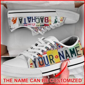 Bachata License Plate Low Top Custom Shoes,…